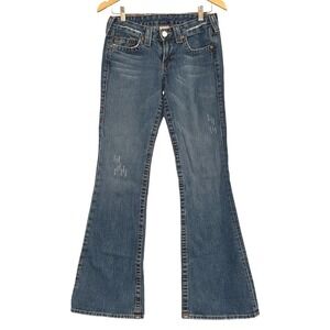 VTG! True Religion Bobby Flare Bootcut Jean Distressed Denim Women 26 Y2K Grunge